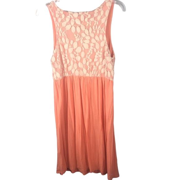 Anthro Modern Vintage Peach Leaf Lace Dress Medium Hippie Crunchy Minimalist - Picture 3 of 7